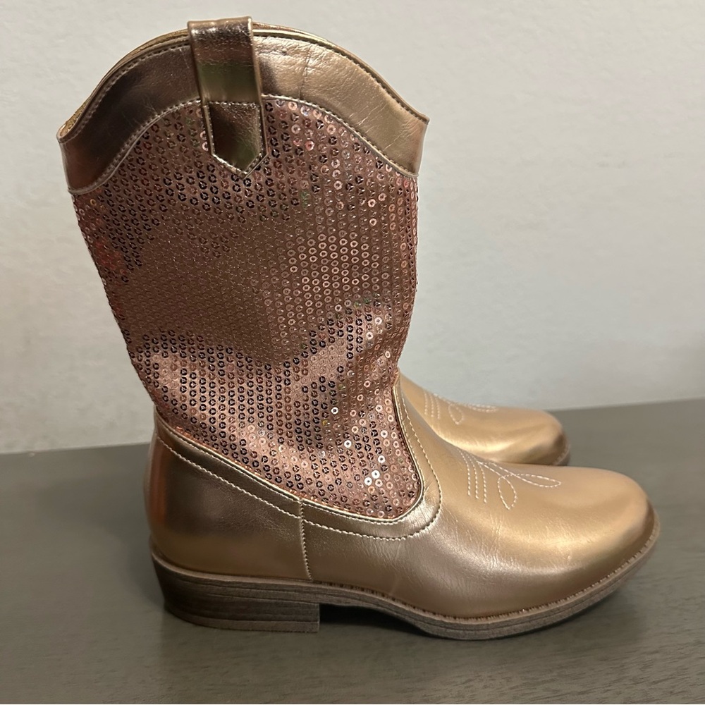 Kids Gold and Pink Sequin Boots